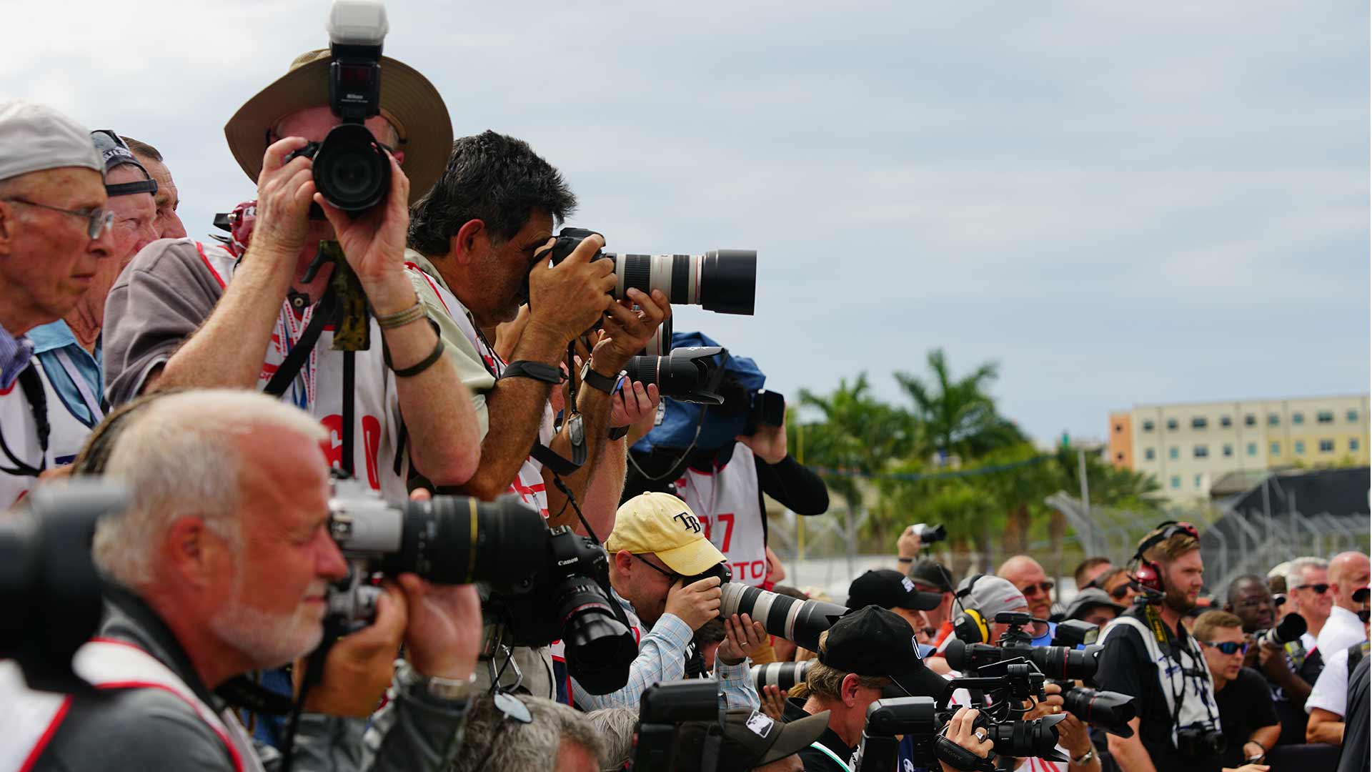 Photographers in the Moffitt Cancer Center Victory Circle